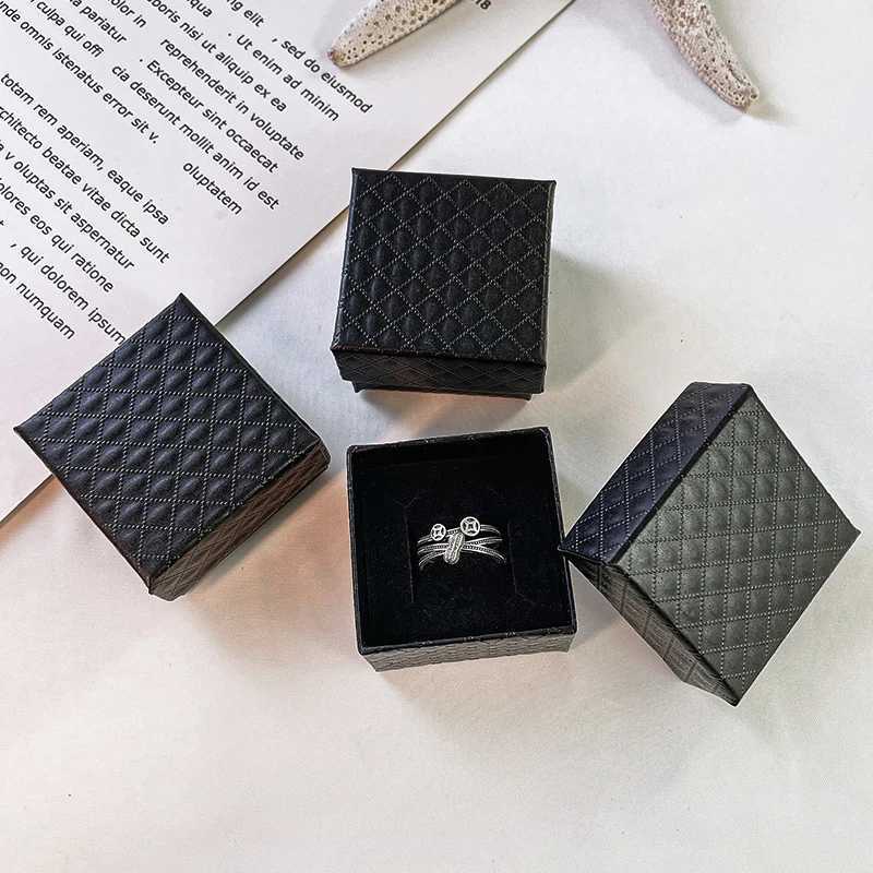 High quality square jewelry box engagement ring box earring jewelry display gift box holder black and white navy blue W241019