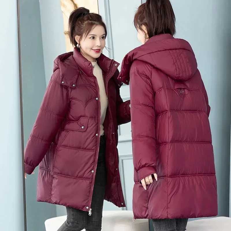 2023 Winter Women Hooded Jacket Coats Long Parkas Female Down Cotton Overcoat Thick Warm Padded Windproof Casual Windbreaker 3XLX241019