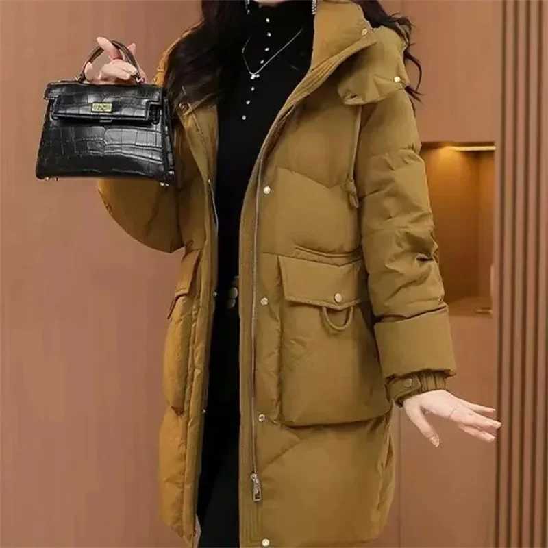 Warm Cotton Padded Coat Fashion Outwear Mother Ladies Winter 2024 New Down Jacket Women Parkas Long Thick Parkas Hooded Top TideX241019