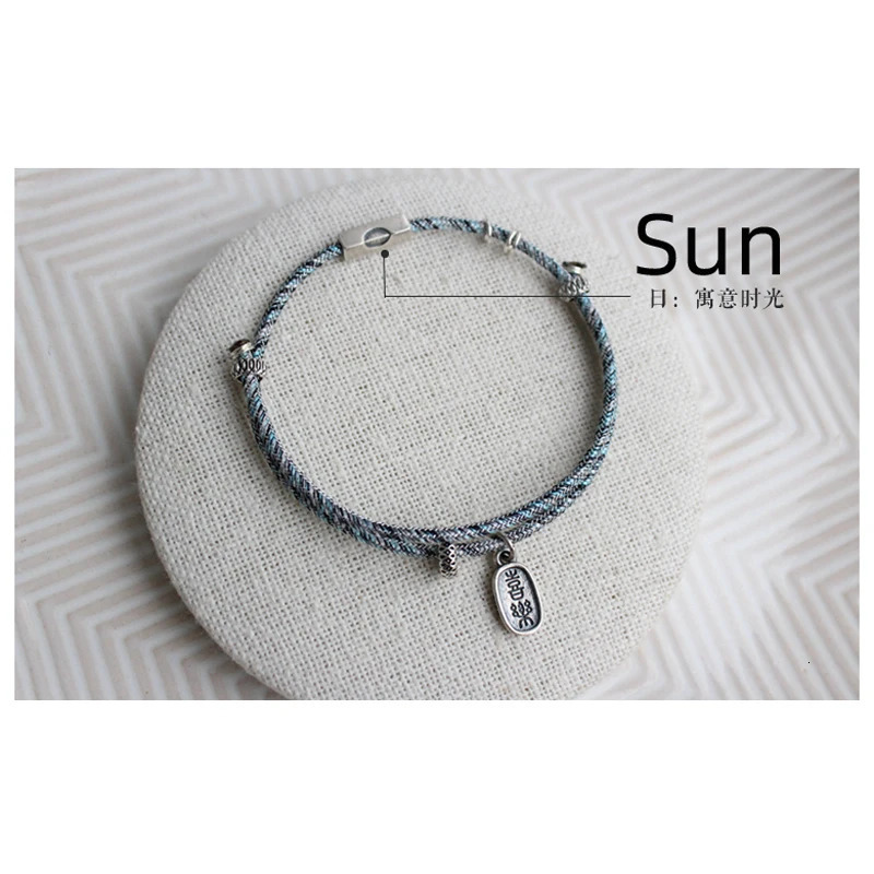 La Monada Chinese Handmade Thread 925 Pure Silver Bracelet Womens Moon Star Rope Couple Thread Bracelet 241018