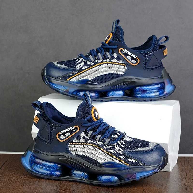 Athletic Outdoor 2024 Autumn New Childrens Sports Shoes Boys Casual Sports Shoes Breathable Knitted Mesh Running Shoes Childrens Lightweight Tennis Sh