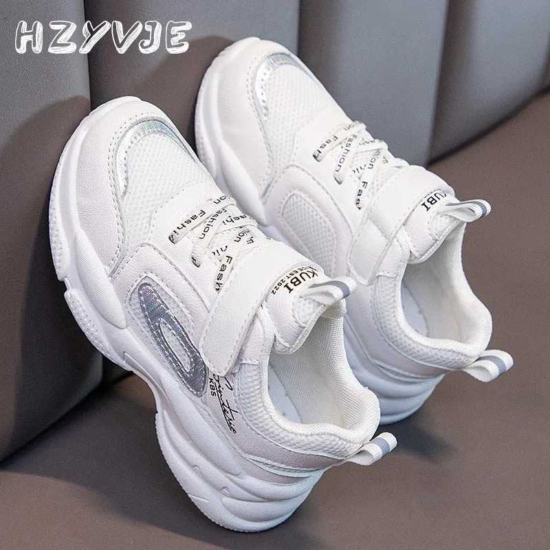 Athletic Outdoor Girls spring mesh upper breathable sports shoes 2024 new dents sports running shoes for children aged 3-12 outdoor casual shoes H2410