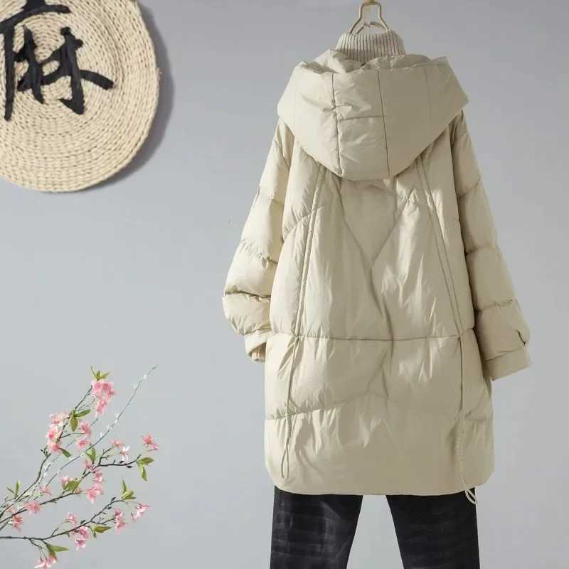jacket women winter 2024 new Korean loose thick warm hooded padded clothes Mid-Length coat female slim overcoatX241019