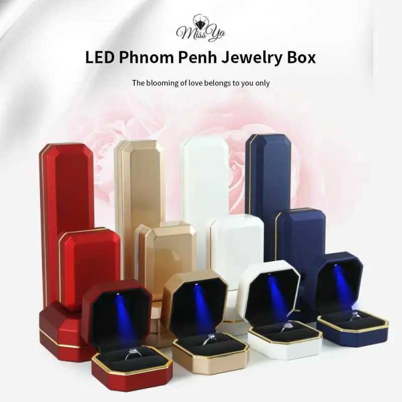 Jewelry ring box necklace with light bracelet earring velvet stand watch case bracelet suggested ring display organizer W241019