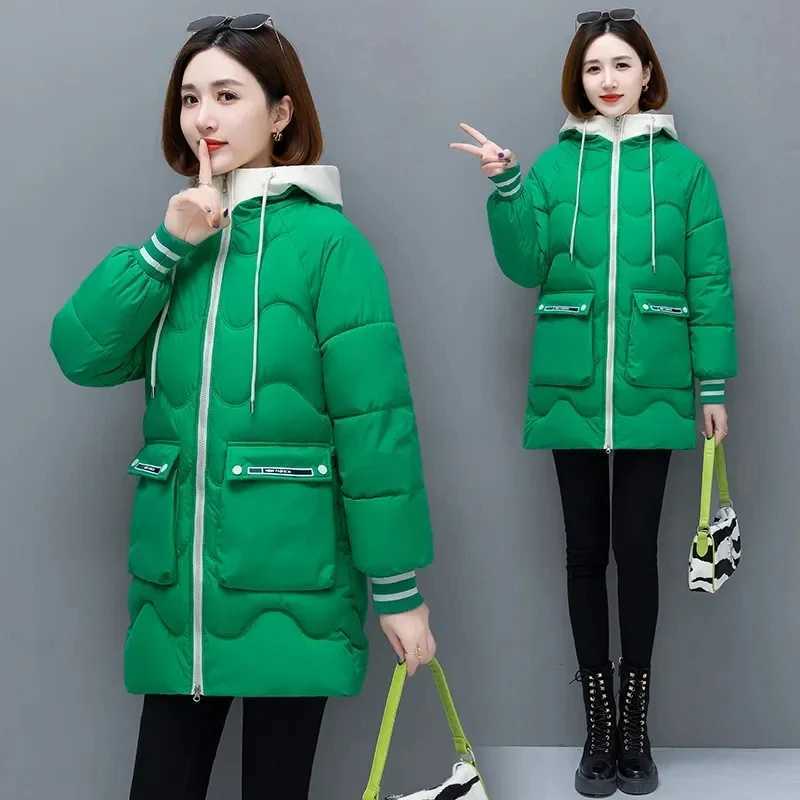 Long Winter Jacket Women Down Cotton Coats 2024 New Cotton Padded Puffer Parka Coat Women Hooded Outwear Thicken Warm Jacket 4XLX241019