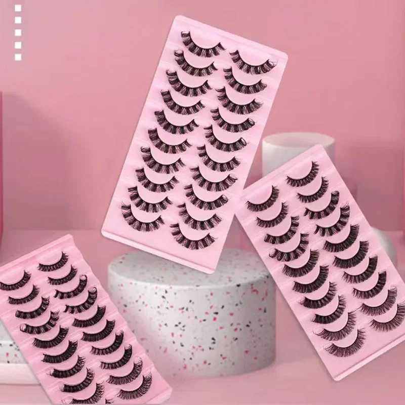 russian 10Pairs Lashes 3D Mink strip lash Dramatic False Eyelashes Faux Cils Makeup Wholesale Fake Eyelash ExtensionXJ2410