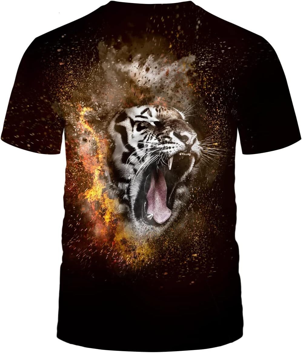 Mens T shirt Men Cool Tiger Shirt Psychedelic Cartoon Tiger Head T-Shirt tee Casual tops summer clothes Fashionable and breathable