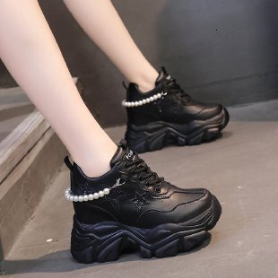 Shining Star Autumn New Thick soled 2024 Casual Lace up Sports Shoes for Women, Single Shoes for Women