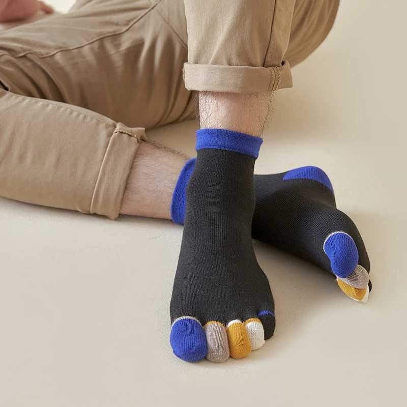 1 Pairs Man Sport Toe Ankle Socks Spring Autumn Cotton Patchwork Color Five Finger Socks Outdoor Running Yoga Socks Toe SocksXJ241019