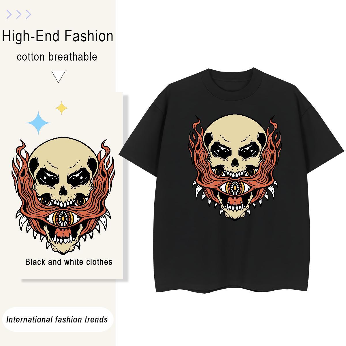 Fashion T shirt 100% Cotton 230g Crew Neck Sports Casual skull Lady T shirt Designer Nice White Plus Size Tops Shirt