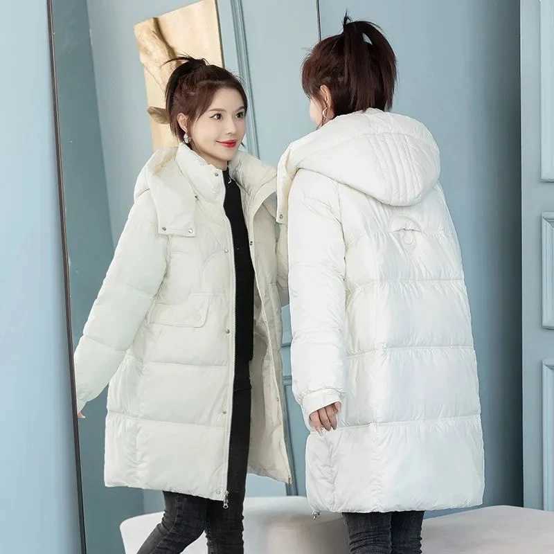 2023 Winter Women Hooded Jacket Coats Long Parkas Female Down Cotton Overcoat Thick Warm Padded Windproof Casual Windbreaker 3XLX241019