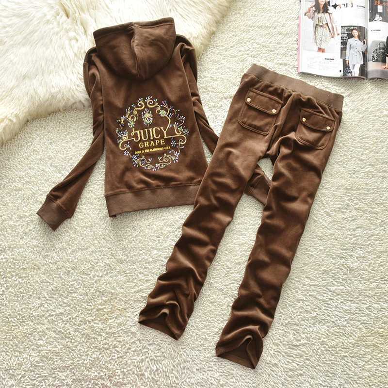 Women's Two Piece Pants Velvet Tracksuit Women Suit Hooded Sweatshirt 2PC 3D Embroidered Crystal Thr-dimensional Pattern Sweatshirt Womens Casual