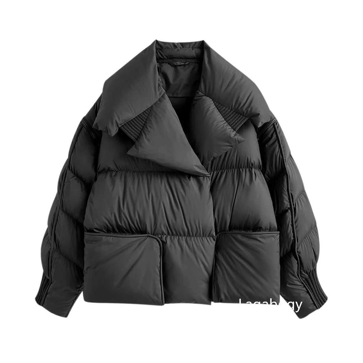 Women's Down Parkas Lagabogy 2024 Winter Inflatable Jacket Womens Shorts 90% White Duck Down Jacket Womens Shirt Warm Parkas Detachable Slves Jac
