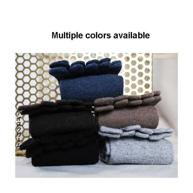 3 Pairs Man Wool Socks with Toes Autumn Winter Thermal Thick Socks Solid Color Wool Soft Warm 5 Finger Socks Casual Male GiftXJ241019