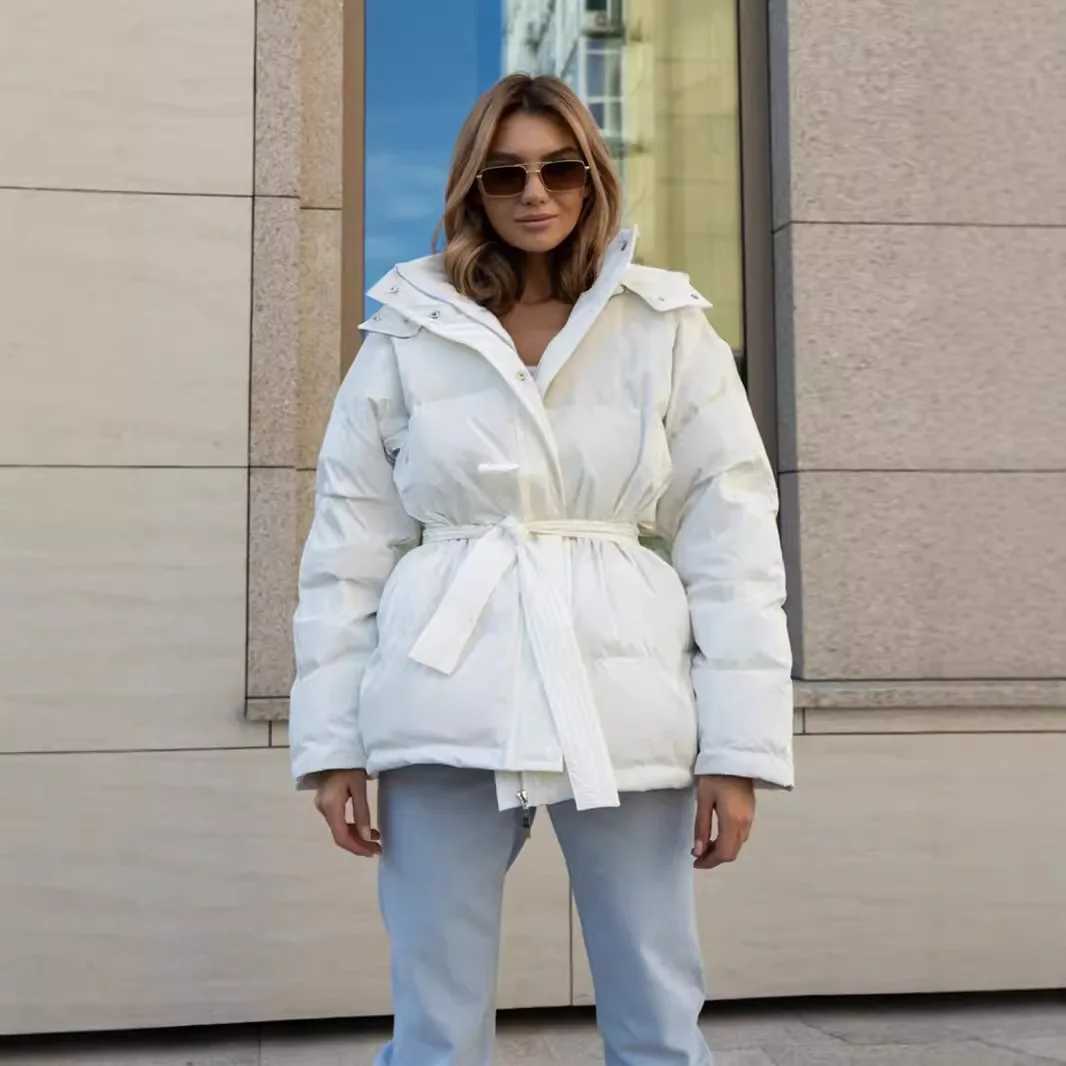 Women's Down Parkas 2024 Winter New Womens Extra Large Down Cotton Jacket Loose Commuter Hooded Jacket Y2410195RU3