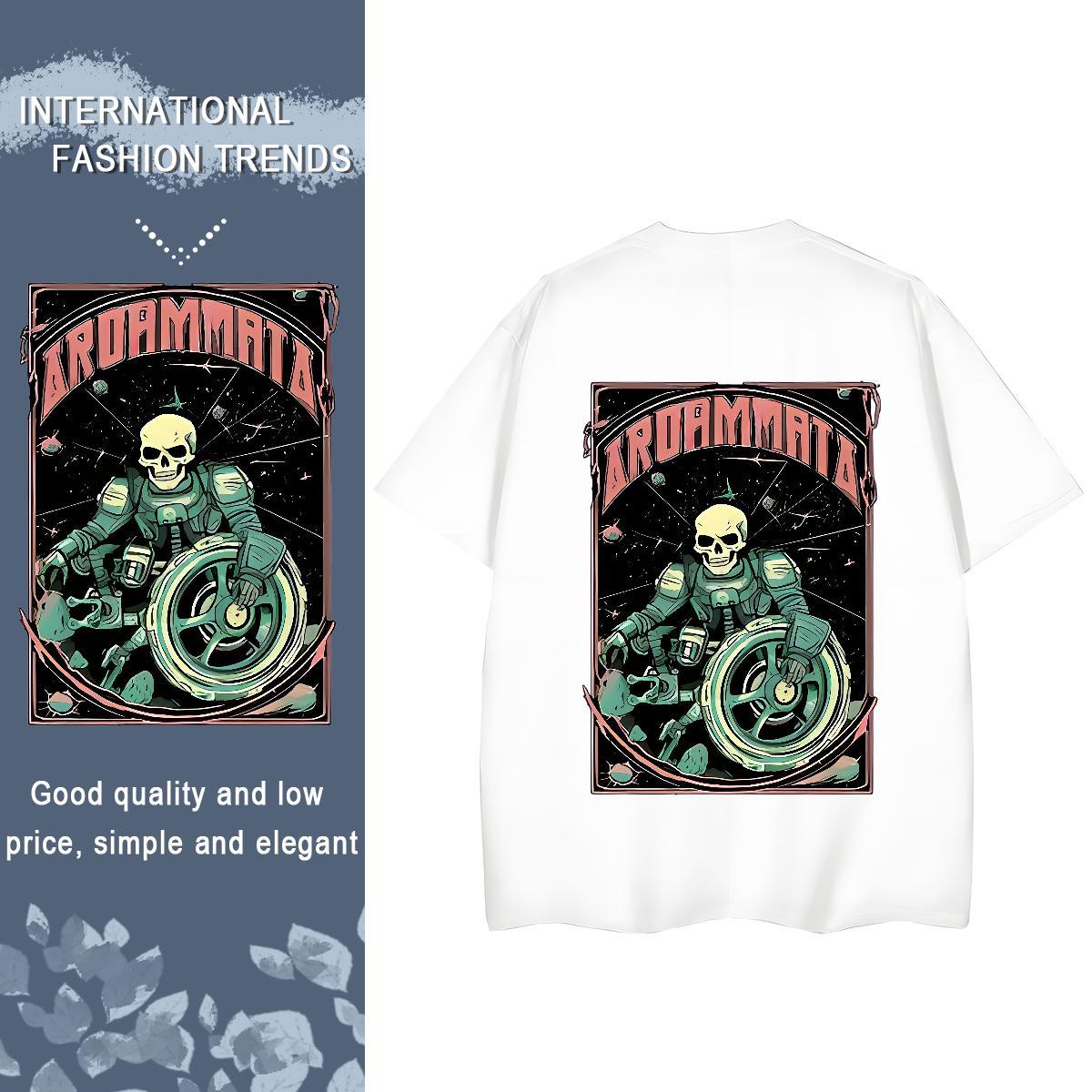 Designer T Shirts Women 100% Cotton 230g Round Neck Short Sleeve Daily Outfit skull Women Tees High quality Anime Oversized Clothes