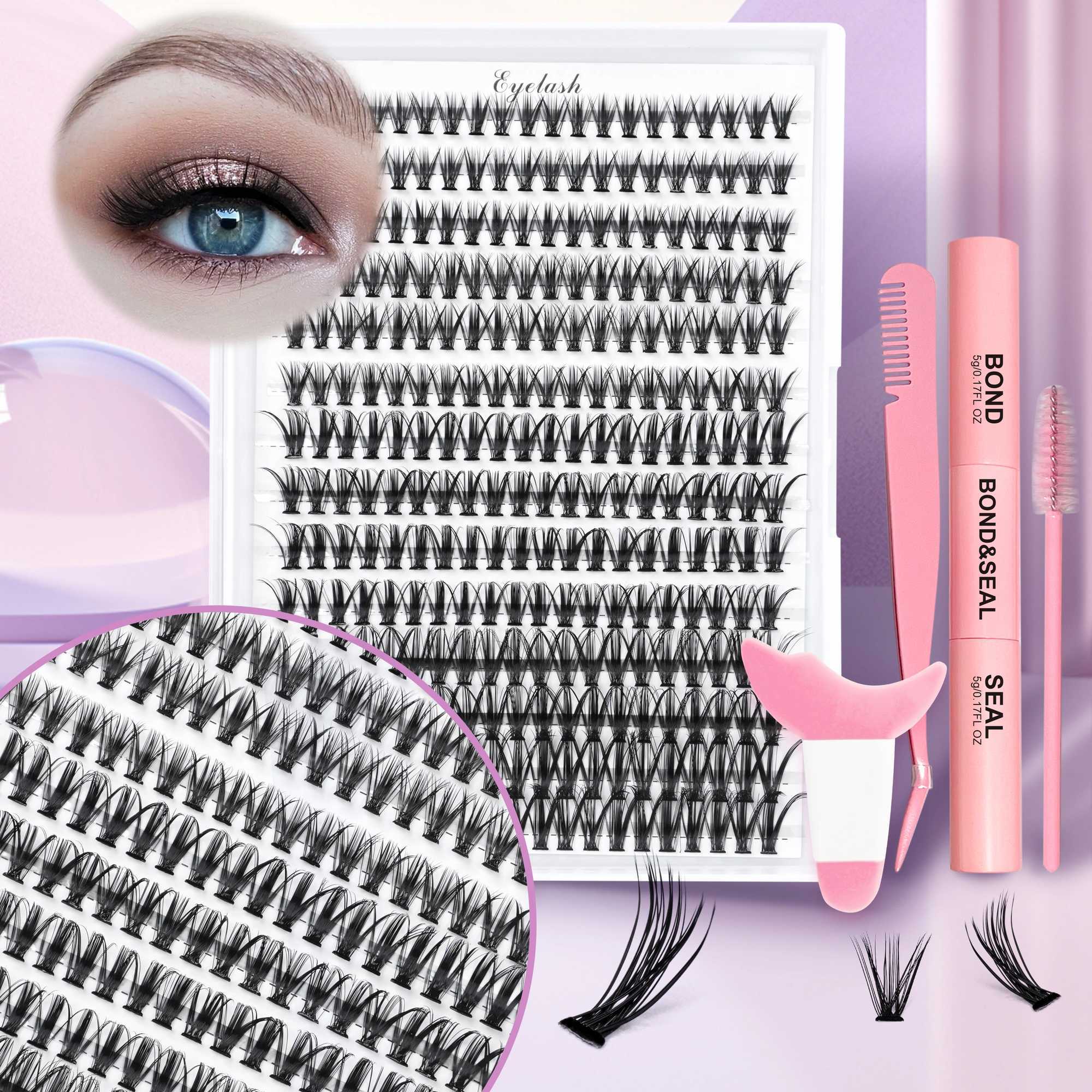 Lash Extension Kit Volume Lash Clusters 30D D Curl Individual Lashes Lash Clusters Kit Thick Eyelash Extension Kit 280PCSXJ241019