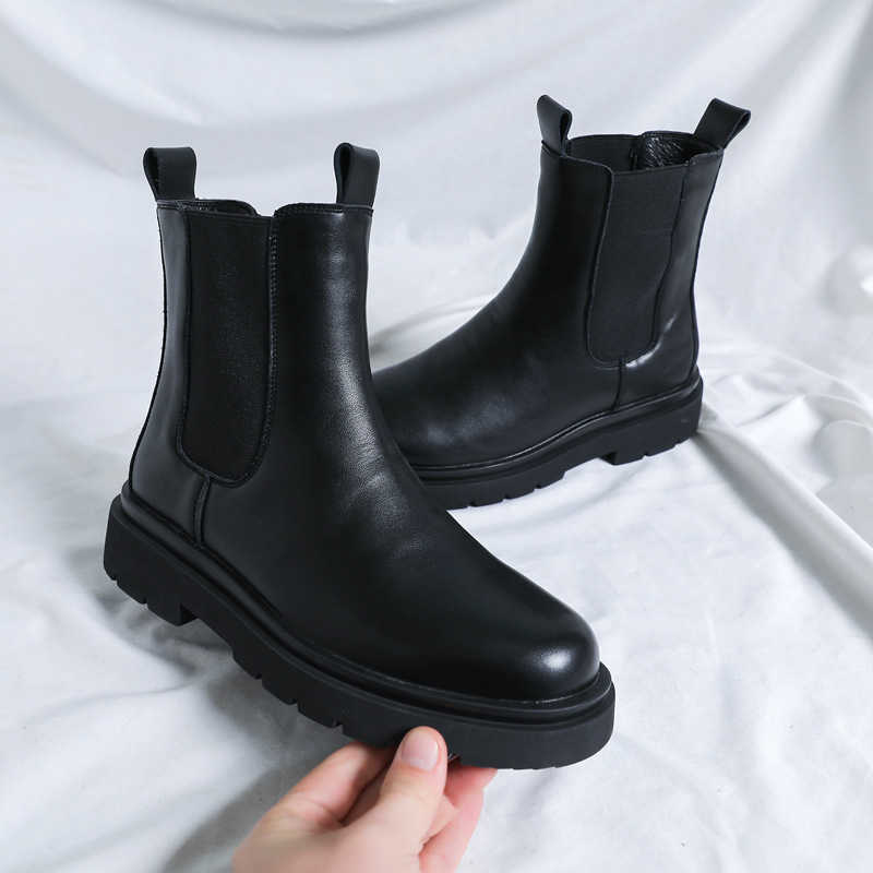 Martin Boot Large Autumn Winter Ankle Boots Mens Korean Chelsea Mens Boots 46 English Style Plush High Top Shoes Fashion Boots 240927