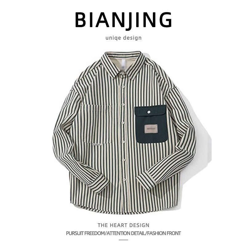 shanshi Men's shirts High street vertical striped shirt men's spring and autumn high-end design casual interior shirt jacket