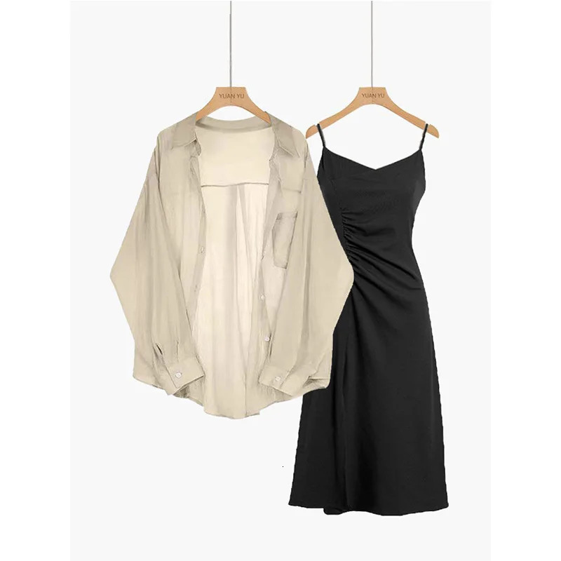 Womens Summer Set Fashion Ultra Thin Set with Sunscreen Chiffon Shirt Lifting Two Piece Set 241018
