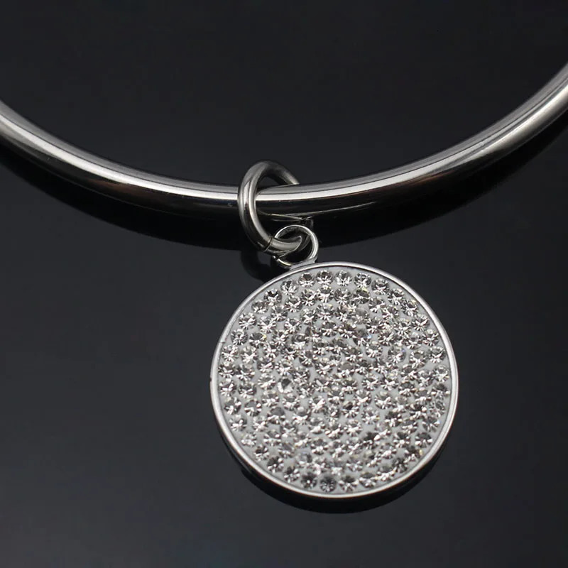Round pendant cuff bracelet metal 70/65/60mm inner diameter bracelet womens open bracelet 241007