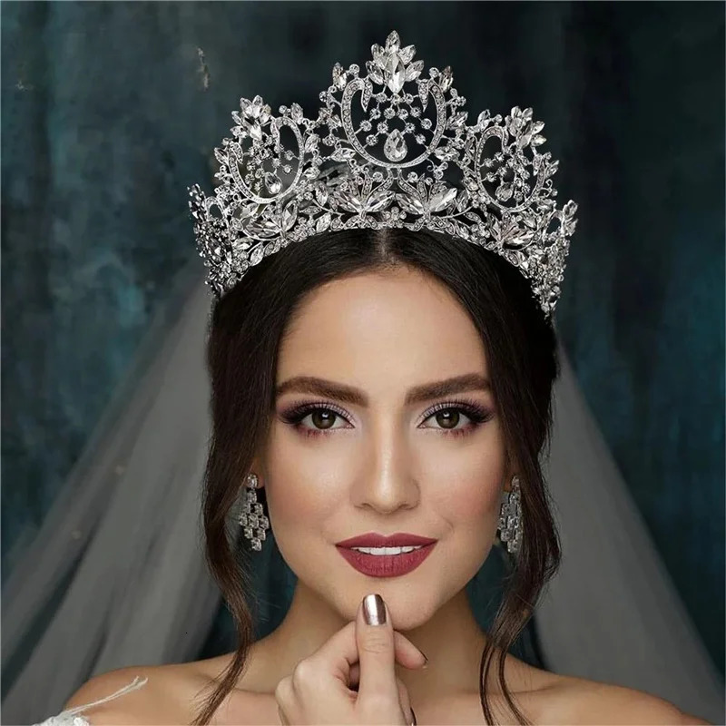 A213 Zircon Wedding Round Crown Luxury Diadem Headband Water Drill with Bridal Headpiece King Tiaras Princess Hair Jewelry 241018