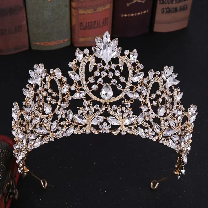 A213 Zircon Wedding Round Crown Luxury Diadem Headband Water Drill with Bridal Headpiece King Tiaras Princess Hair Jewelry 241018