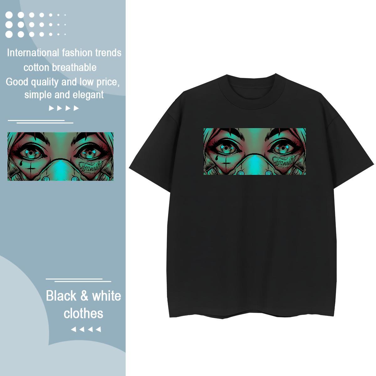 2024 DIY T shirt 230g Cotton Short sleeve Soft Summer Casual eyes Unisex Tshirts High quality Anime Print Tops Shirt