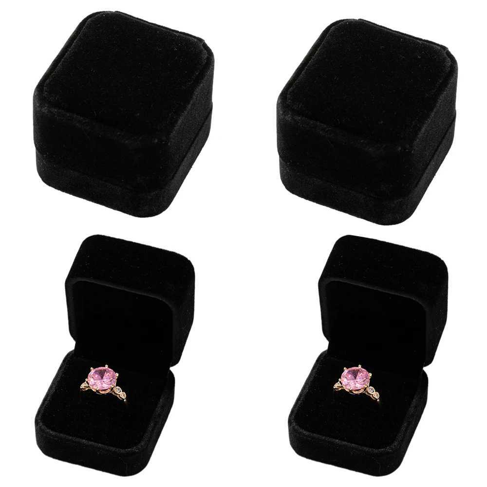 Engagement Ring Packaging Velvet Black Box Valentines Day Gift Wedding Display Organizer Jewelry Earrings Storage Supplies W241019