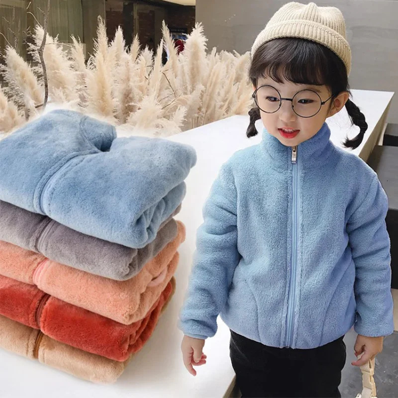 Boys Girls Fashion Cartoon Long Sleeve Zipper Sport Coat Casual Daily Outfit Tops Kids Flannel Clothing Warm Jacket 241018