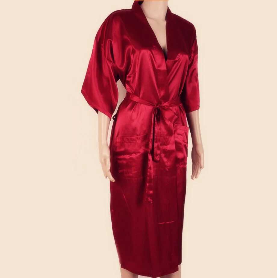 BLACK Mens Robe Hot Sale Faux Silk Kimono Bath Gown Bathrobe Nightgown Sleepwear Hombre Pijama Size S M L XL XXL XXXL ZhM01DXJ241018