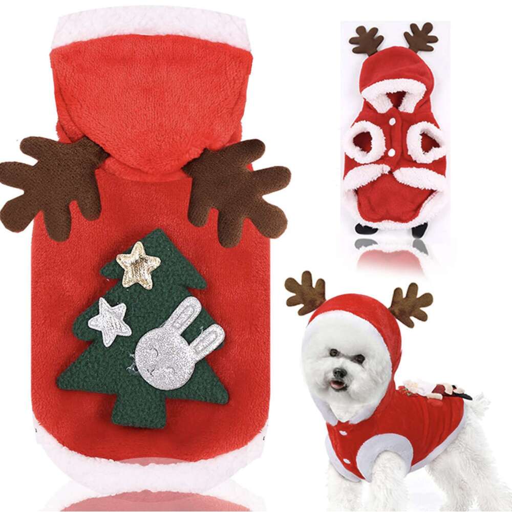 Manufacturer Wholesale Christmas Dog Clothes Warm Soft Cute Design for Small Pets Winter Cotton Apparel