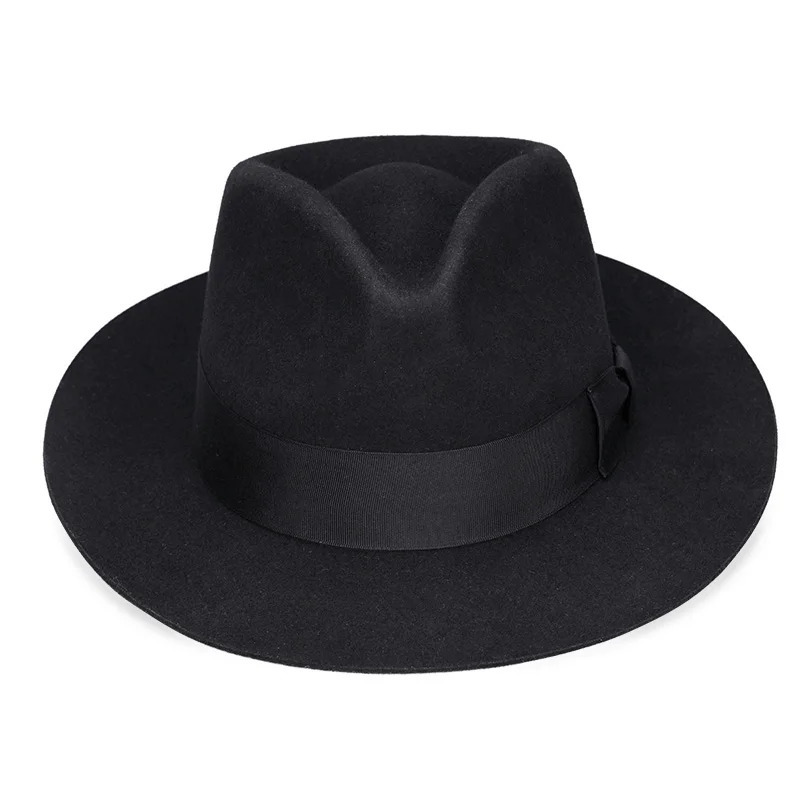 British Fedora Gangster Hat Mens 100% Wool Felt Hat 60cm XXL Large Size Satin Lining High Quality Ship in Box 241018