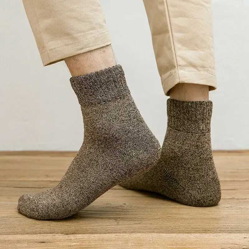 Men Thick Thermal Wool Socks Man Winter Warm Merino Wool Rabbit Solid High Quality Socks Male Cotton Casual Super Thicker SockXJ241019