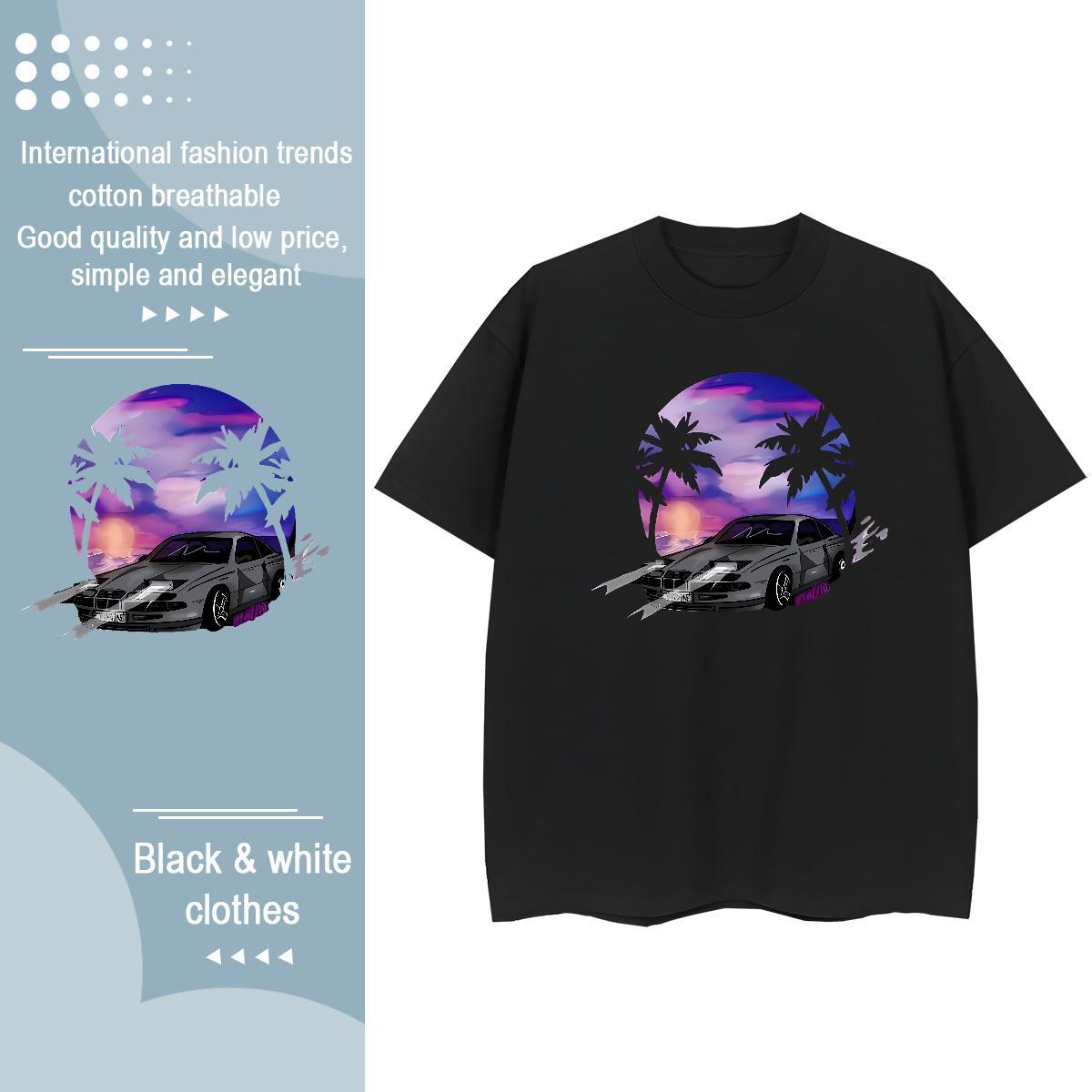 2024 DIY Women T Shirts 230g 100% Cotton Breathable Short Sleeve Street Casual car Woman Tshirt Soft Skull Tees Shirts