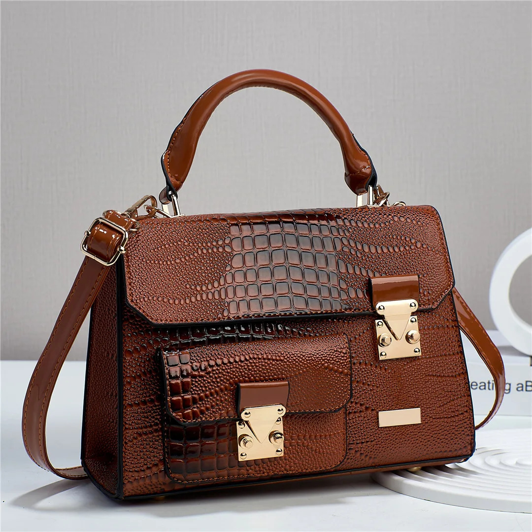 Womens cross shaped bag high-quality handbag with pattern PU retro shoulder bag commuting storage bag 241018
