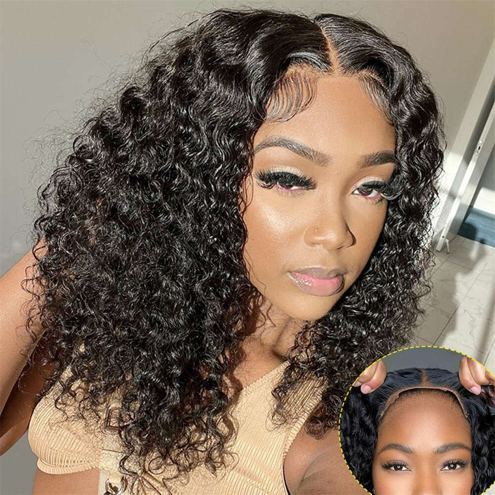 Go BOB Wear Glueless Preplucked Human Wigs Ready To Pre Cut x Hd Lace Closure Kinky Culry Frontal Wig For Black Women