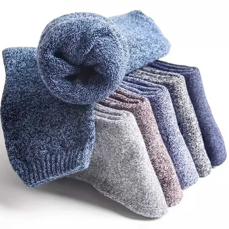 5pairs Winter Mens Merino Wool Socks Super Thick Warm High Quality Harajuku Retro Snow Casual Antifreeze Cashmere SocksXJ241019