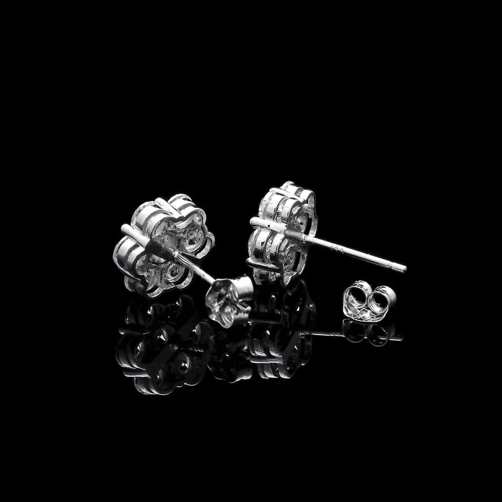 3/5mm 7-stone silica diamond earrings with certificate 925 sterling silver honeycomb flower earrings suitable for womens jewelry 241018