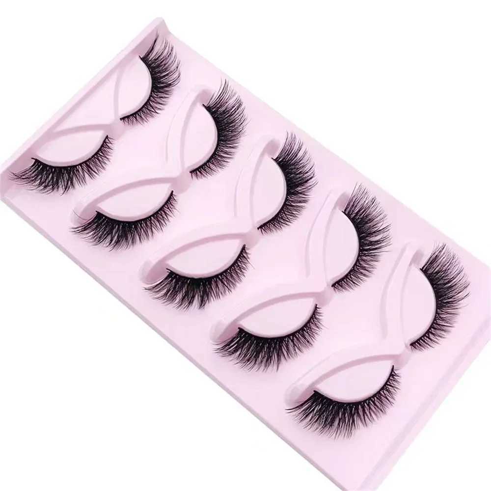 5 Pairs Cat Eye Lashes 24mm Wispy Fake Lashes Fluffy Cat Eye Lashes Extensions False EyelashesXJ241019