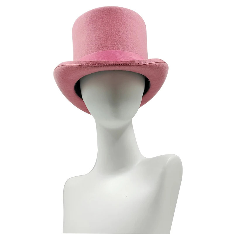 Blue mens and womens hats 100% wool magic hats top-level display mens bowling hats black and red magic hats presidential hats feather accessories 2410