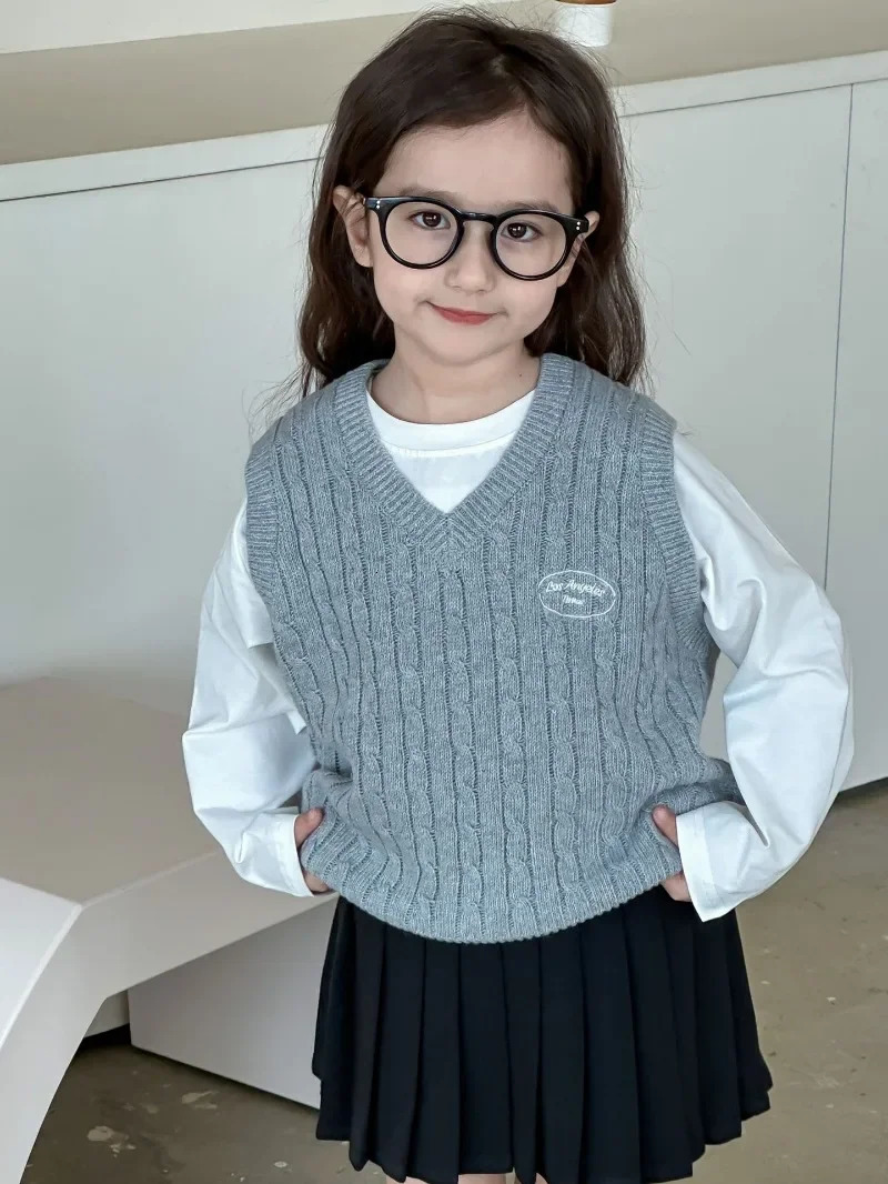 Girl Spring/Autumn One Piece Tank Top Sweater Knitted Cute Full Match Outdoor Loose Soft 241019