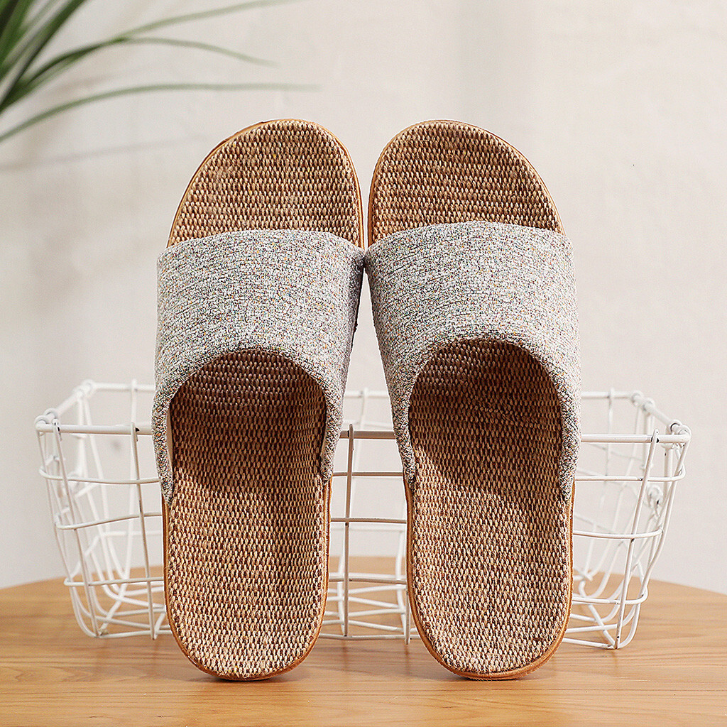 Couple Cotton Casual Comfortable Breathable en Home Large Size Flat Bottom Men's Slippers