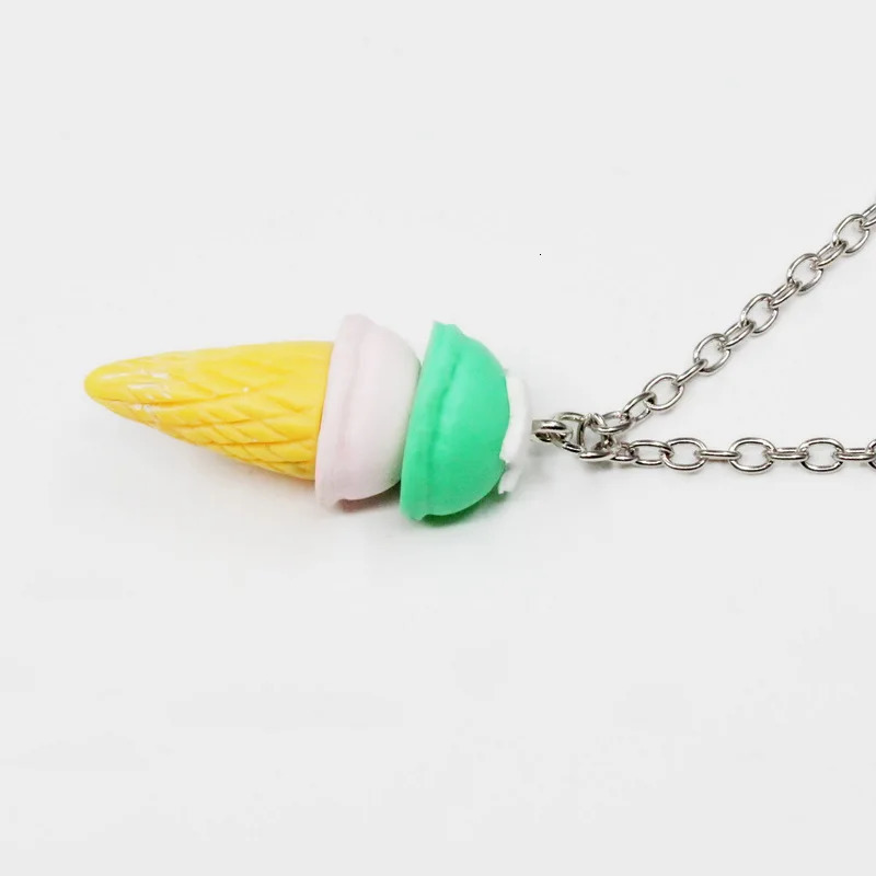 Small wholesale of 5 pieces/batch mixed ice cream necklace polymer clay DIY 50cm chain necklace womens and childrens necklace jewelry 241018