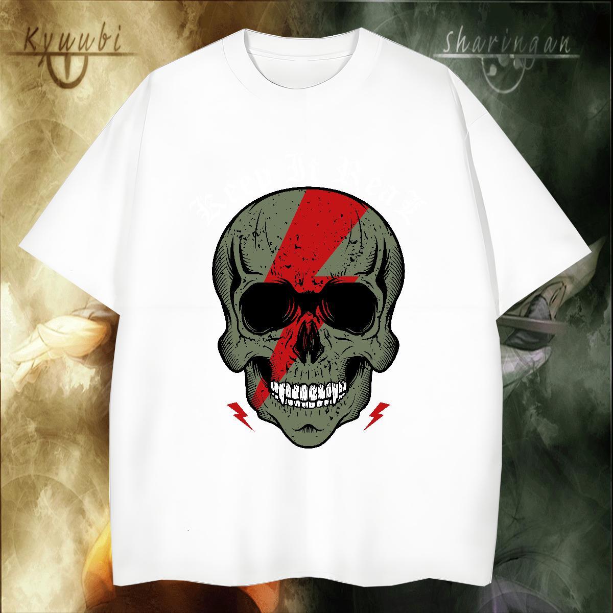 Free Shipping T Shirt For Man 230g 100% Cotton skull High Street Hip Hop Custom Anime Pure Cotton Mens Tshirts Customized Polos