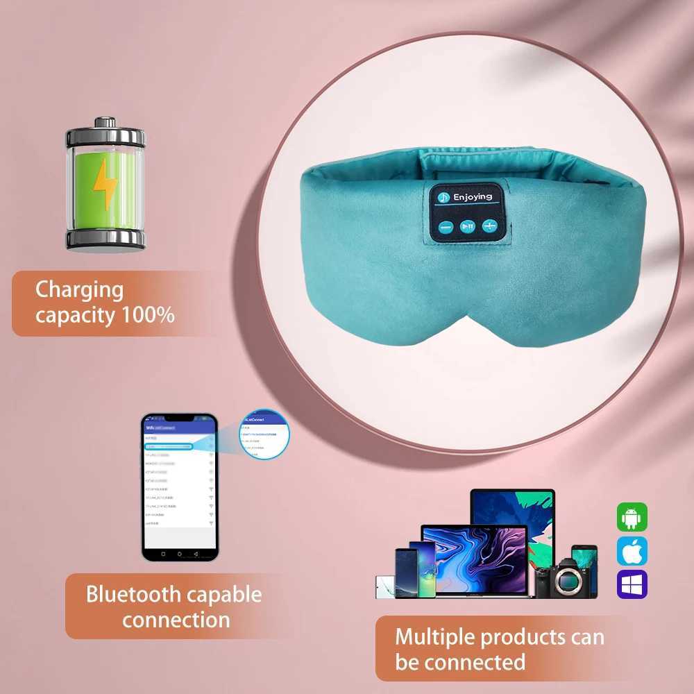 Headset Soft Sleep Mask Bluetooth Wireless Headphones Sleeping Headphones Adjustable Music Eye Mask Silk for Sleeping Meditation Z241019