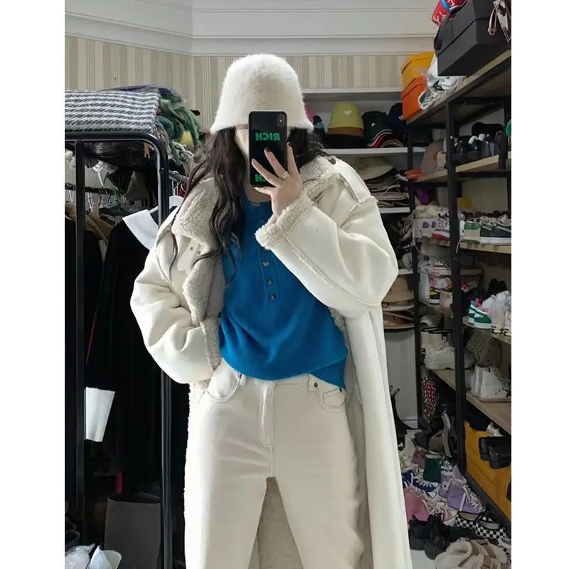 Cashmere cotton coat womens fur integrated cotton coat high-end feel medium to long Korean cotton coat 241019