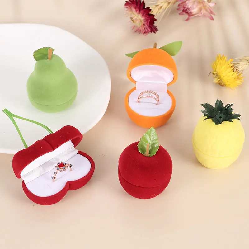 Velvet Bead Box Organizer Cute Animal Wedding Ring Box Fruit Storage Box Earrings Necklace Display Packaging Gift Accessories W241019
