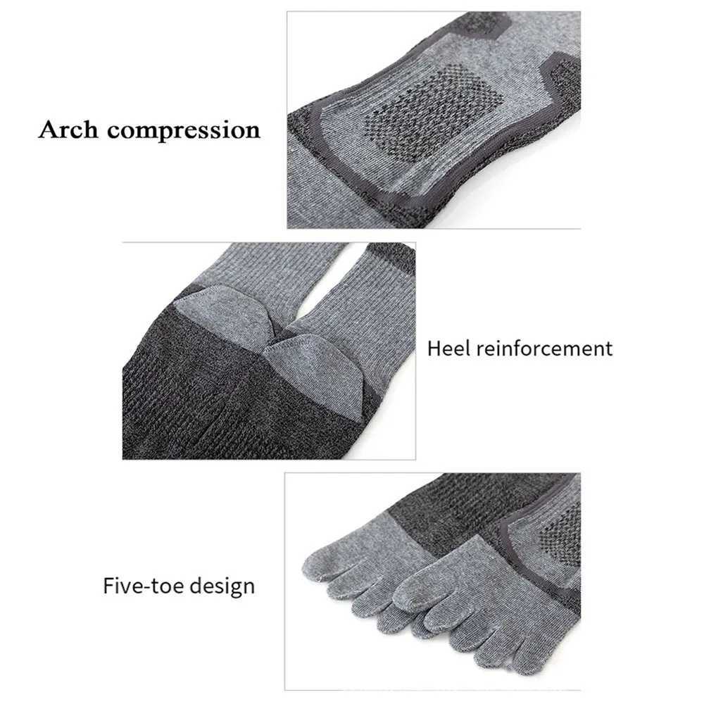 Mens Five Finger Socks Breathable Middle Tube Athletic Socks Winter Cotton Split-toed Socks Outdoor Stretch Causal Soccer SockXJ241019