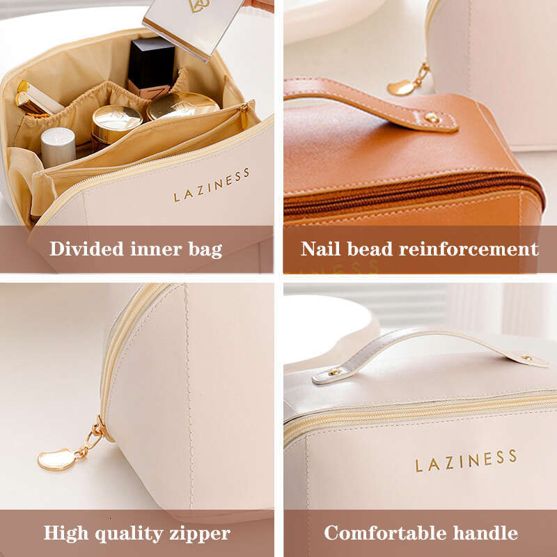 Large-Capacity Box Storage Large Women's Leather Travel Bag Cosmetic Organizer